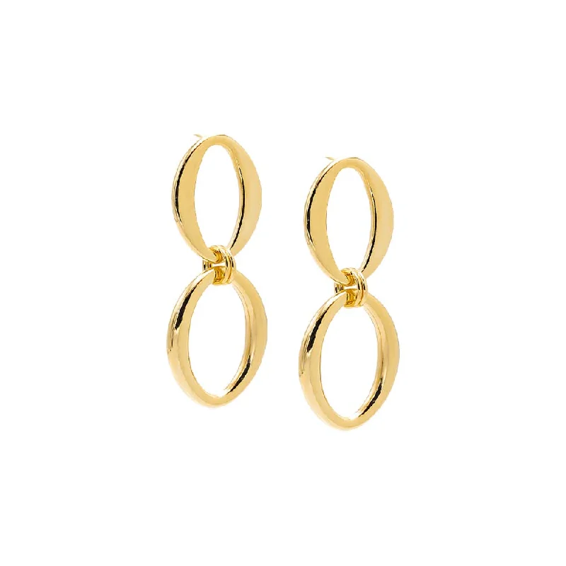 Small hoop earrings for a delicate and understated everyday wear-Double Open Oval Drop Stud Earring