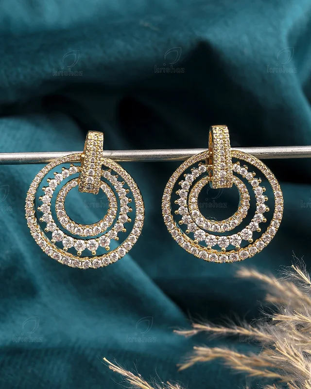 Hoop earrings with abstract wirework for an artistic, unique look-Eirwen Fashionable CZ Dangler