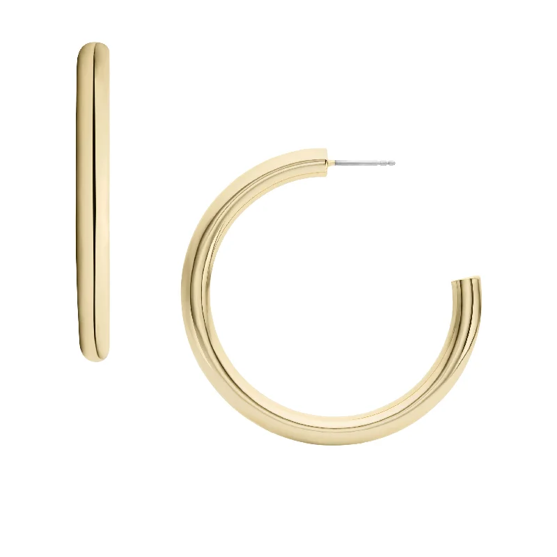 Hoop earrings with a matte finish for a sleek and sophisticated appearance-Fossil Women's Gold-Tone Brass Hoop Earrings