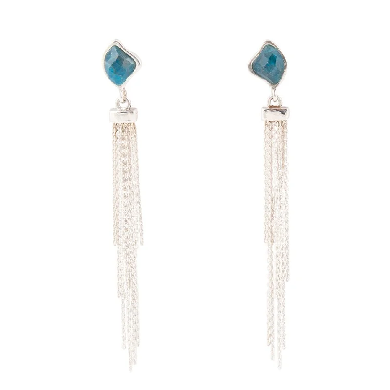 Hoop earrings with hammered copper for a warm and rustic aesthetic-Fringed Apatite Earrings