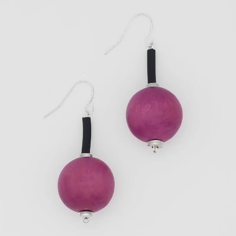 Best hoop earrings with stacked layers for a dimensional and bold look-Magenta Ball Drop Earring