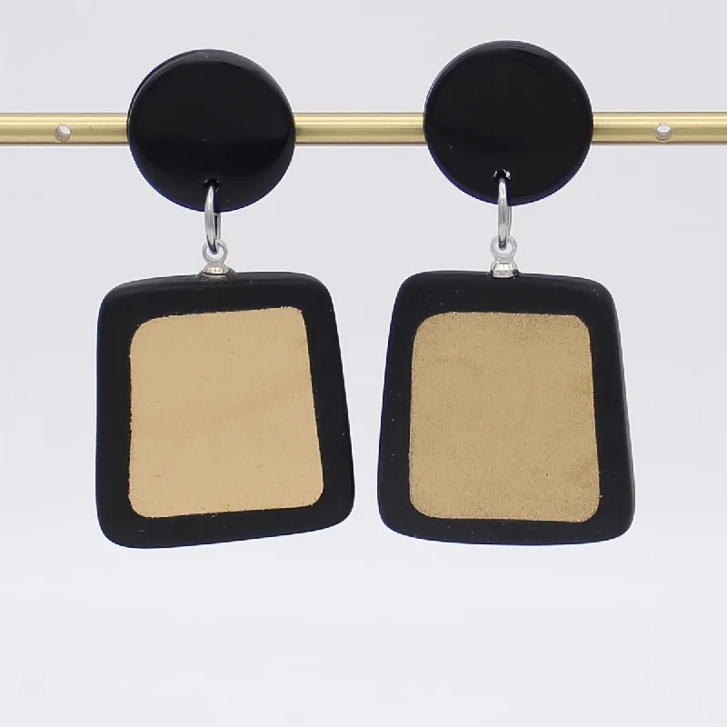 Hoop earrings with multi-tone finishes for a colorful and layered effect-Black and Gold Stori Statement Earrings