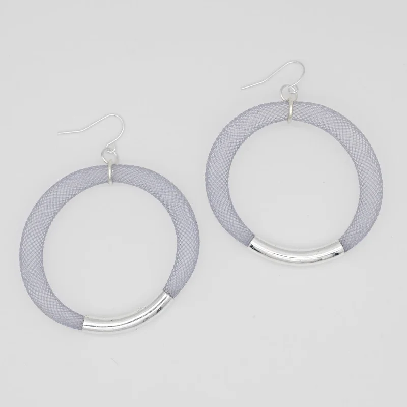 Best hoop earrings with rose gold for a romantic and warm aesthetic-Gray and Silver Mesh Hoop Earring