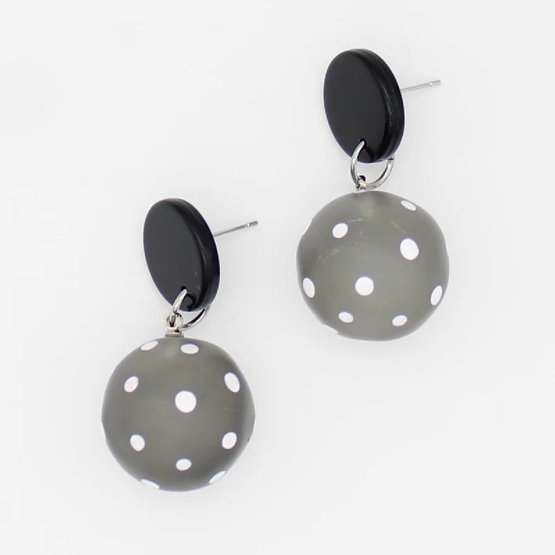 Best hoop earrings with textured silver for a rustic and organic finish-Grey Frosted Polka Dot Reiko Earrings