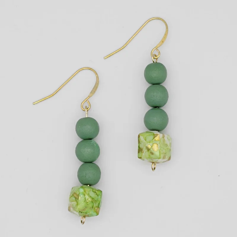 Hoop earrings with circle designs for a classic and timeless shape-Green and Gold Dottie Earrings