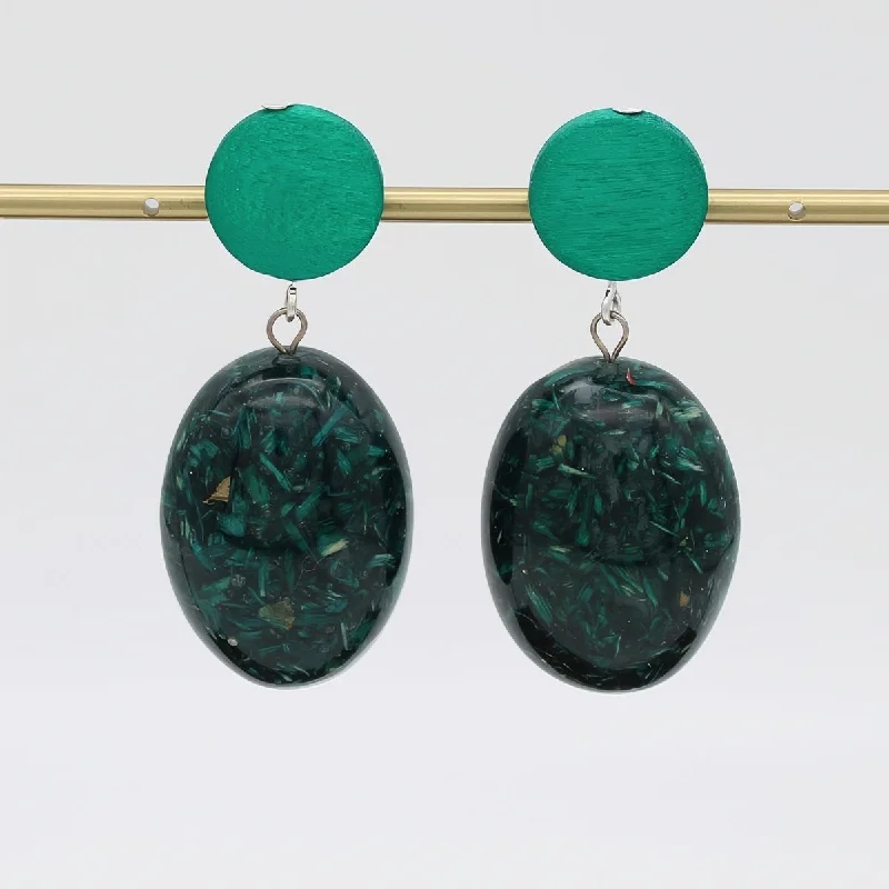 Best hoop earrings with vintage coins for a retro, antique-inspired style-Green Marbled Earring