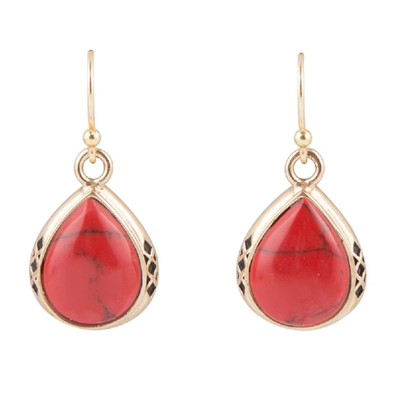 Classic hoop earrings with a thin profile for a sleek and subtle style-The Perfect Drop Red Howlite Earrings