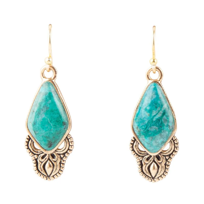 Best hoop earrings with gemstone accents for a colorful and elegant appearance-Ikkat Chrysocolla Earrings