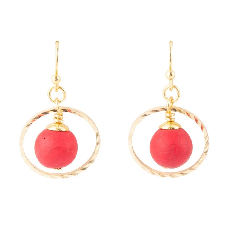 Hoop earrings with a matte black finish for a sleek, edgy vibe-In The Loop Red Magnesite Earrings