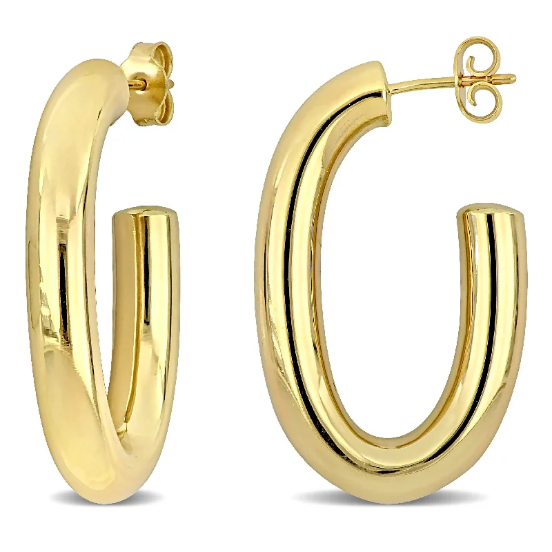 Hoop earrings with a chunky design for a bold and trendy statement-Mimi & Max Everyday Lightweight Open Hoop Trendy Earrings in 14k Yellow Gold