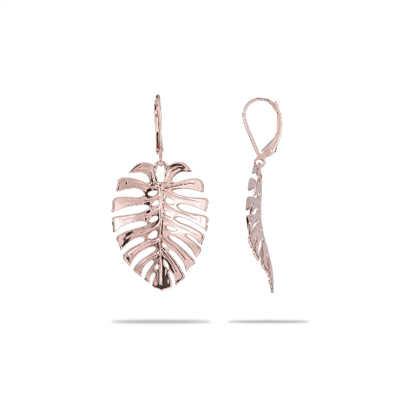 Best hoop earrings with geometric cuts for a sharp, modern appeal-Monstera Earrings in Rose Gold - 30mm