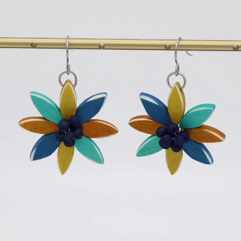 Best hoop earrings with enamel details for a colorful and modern look-Multi Color Amaya Flower Earrings