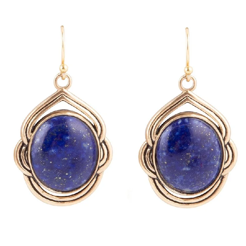 Hoop earrings with hammered textures for a boho-chic and rustic vibe-Nova Lapis and Bronze Earrings