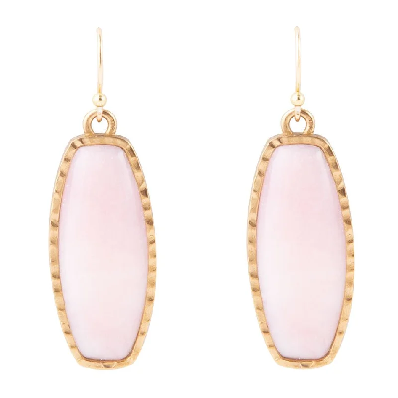 Hoop earrings with rhinestone-studded rims for a glamorous touch-Odyssey Long Pink Opal and Bronze Earrings