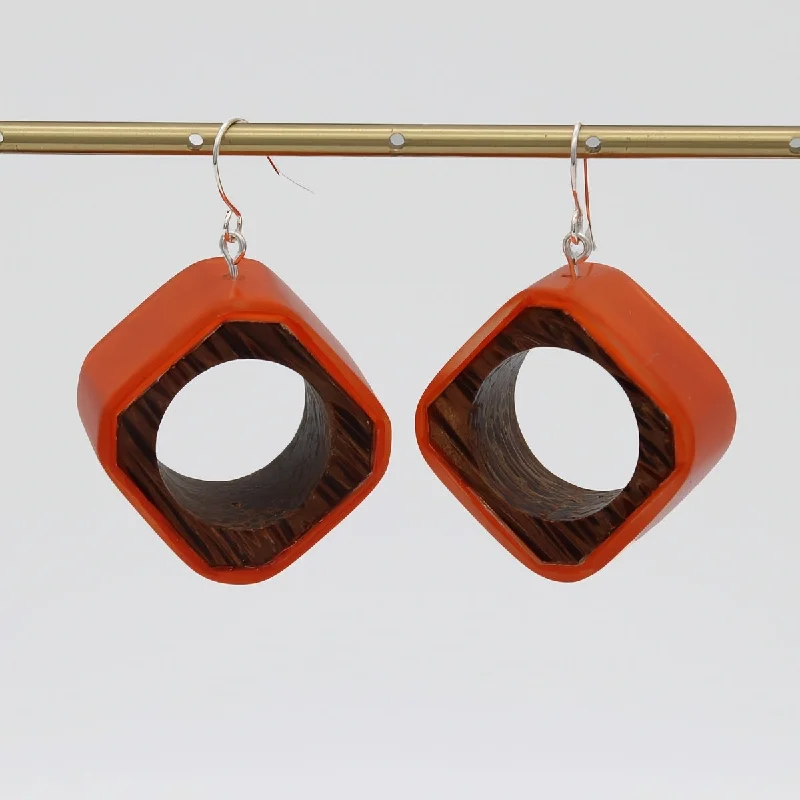 Hoop earrings with polished metal for a shiny and high-quality finish-Orange Geoblend Dangle Earring