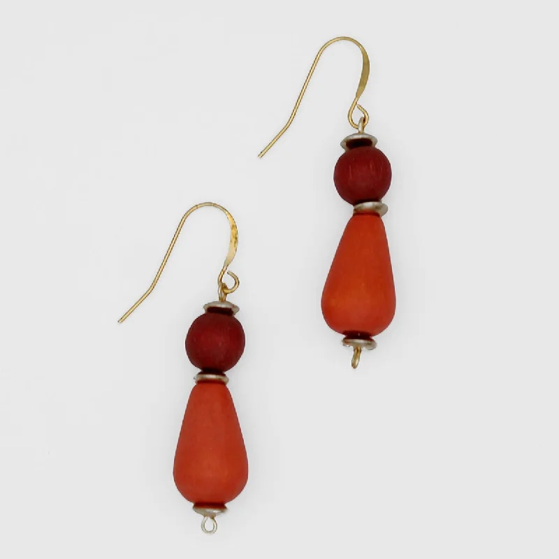 Hoop earrings with twisted metal designs for a dynamic and modern style-Orange Geometric Dangle Statement Earring