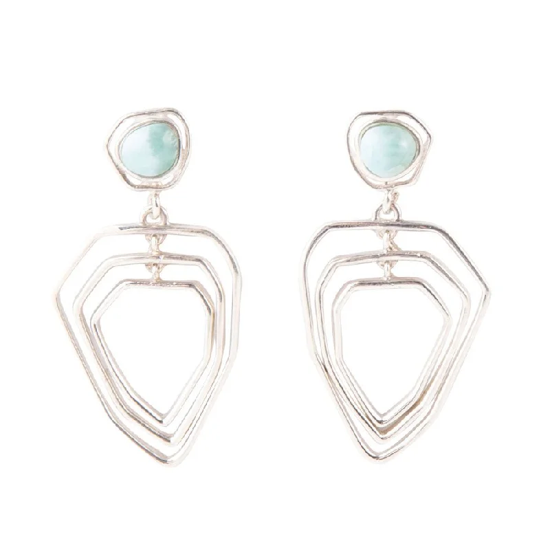 Hoop earrings with leather accents for a sleek and bold combination-Organic Drop Blue Larimar and Sterling Silver Earrings