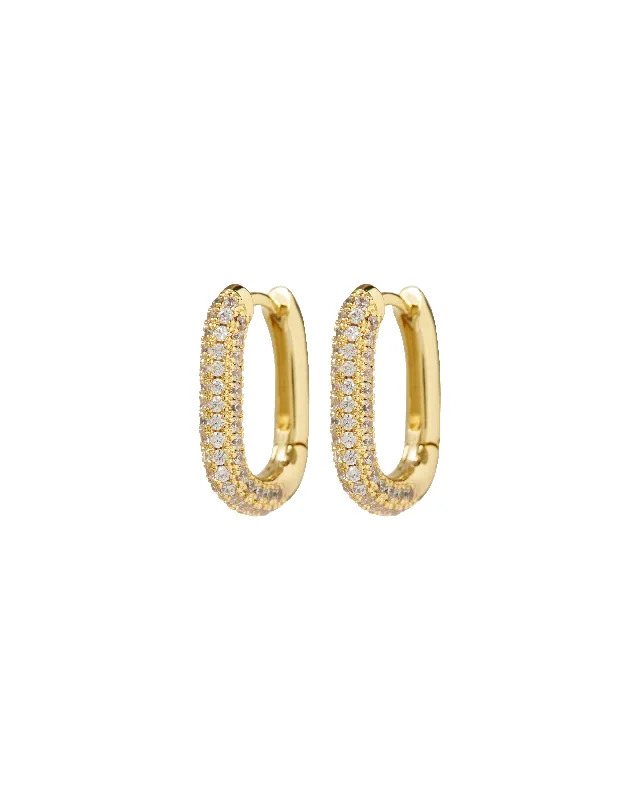 Hoop earrings with multi-tone finishes for a colorful and layered effect-Pave Chain Link Huggies- Gold