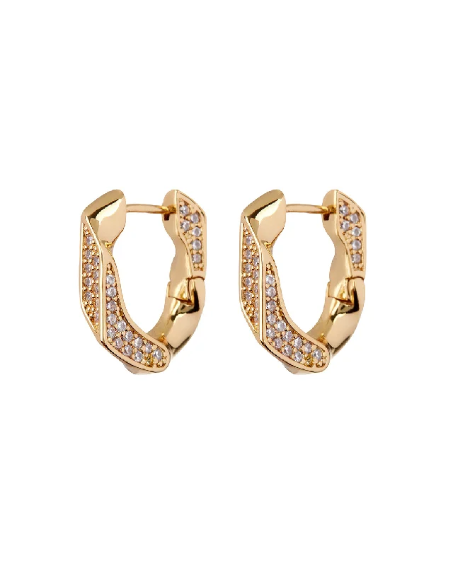 Best hoop earrings with sterling silver for an affordable and chic design-Pave Cuban Link Hoops- Gold