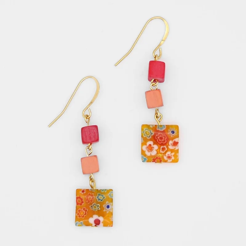 Best hoop earrings with geometric pendants for a modern, chic appeal-Peach Floral Drop Earring