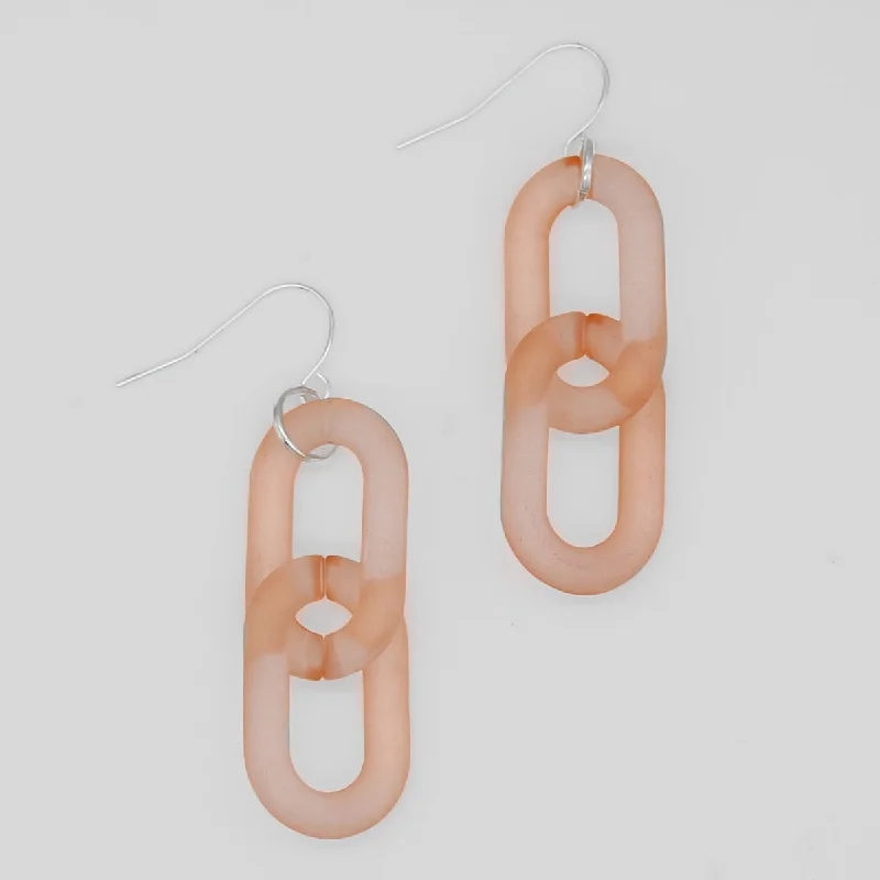 Hoop earrings with satin finishes for a smooth and elegant appearance-Peach Resin Link Dangle Earring