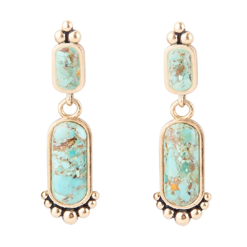 Hoop earrings with textured gold for a refined and sophisticated aesthetic-Plateau Blue Turquoise and Golden Earrings