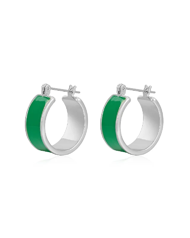 Best hoop earrings with cubic zirconia for a budget-friendly, dazzling look-Positano Hoops- Emerald Green- Silver