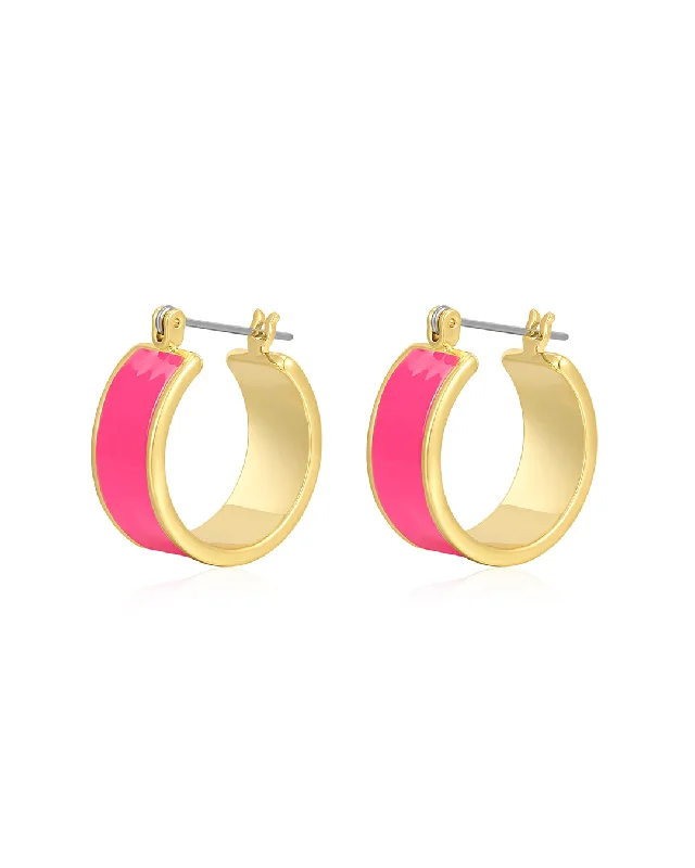 Hoop earrings with pearl accents for a chic and classic style-Positano Hoops- Hot Pink- Gold