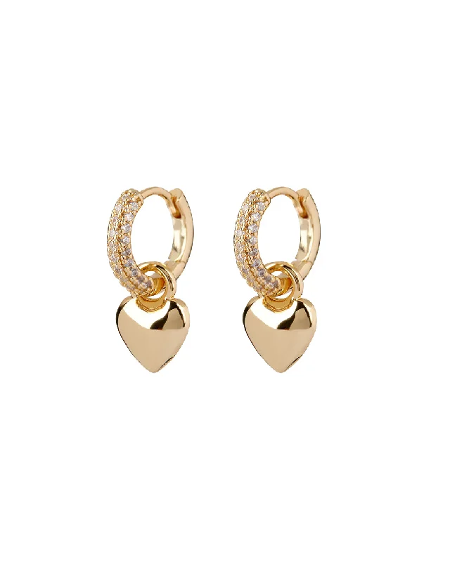 Hoop earrings with dangling charms for a playful and fun look-Puffy Heart Huggies- Gold