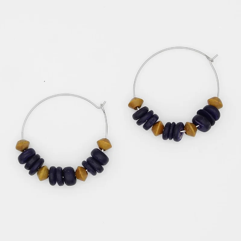 Best hoop earrings with floral designs for a feminine and delicate look-Purple and Yellow Hoop Dangle Earring