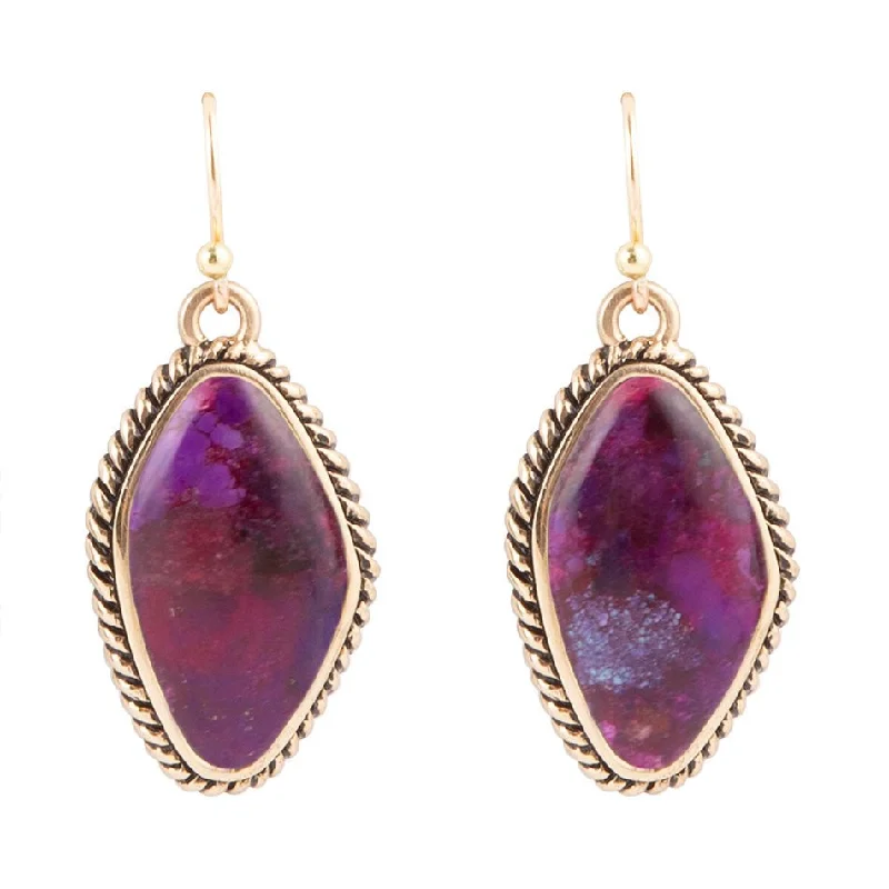 Best hoop earrings with hammered gold for a rustic yet elegant look-Purple Turquoise Boulder Statement Earrings