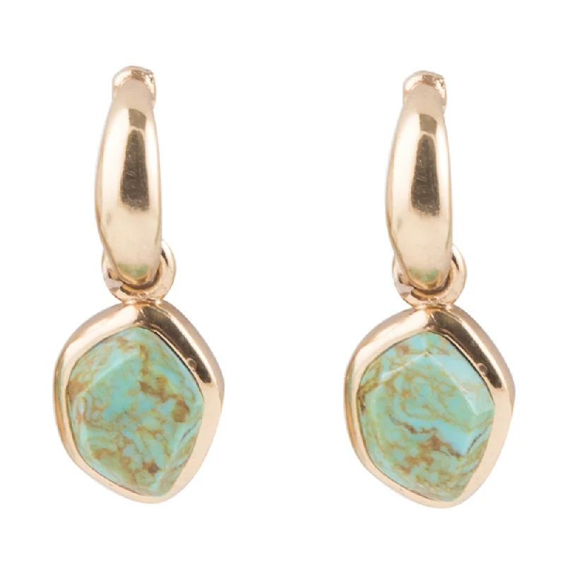 Best hoop earrings with oval shapes for a unique and elongated design-Blue Turquoise and Golden Bronze Half Hoop Earrings