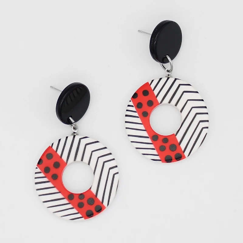 Hoop earrings with open designs for a modern, lighthearted vibe-Red and Black Aveline Earrings