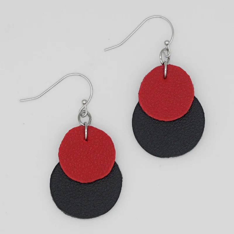 Best hoop earrings with stacked layers for a dimensional and bold look-Red Paris Leather Earrings