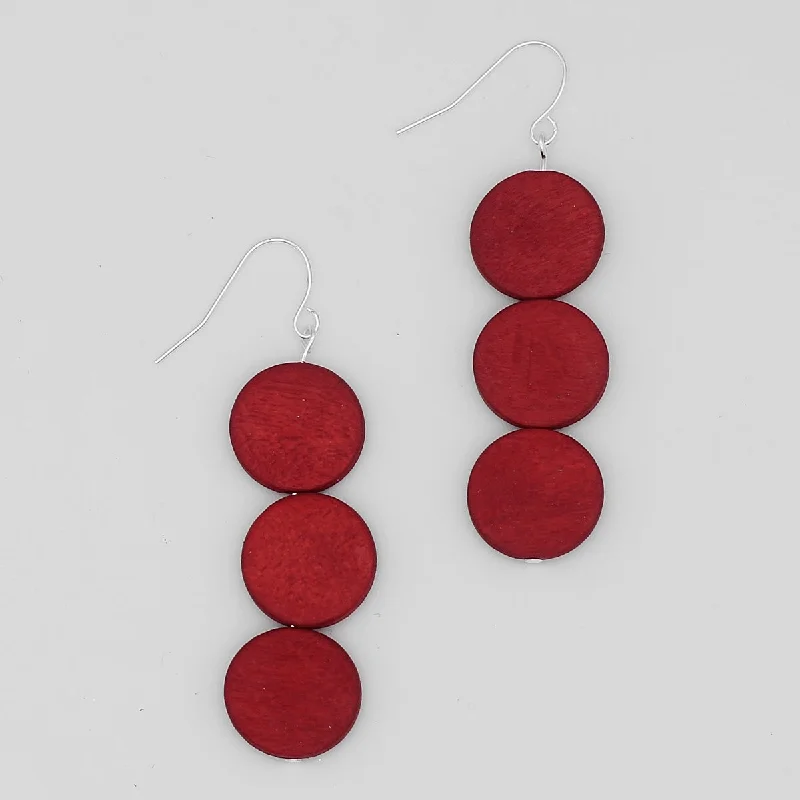 Hoop earrings with twisted metal designs for a dynamic and modern style-Red Triple Bead Kira Earring