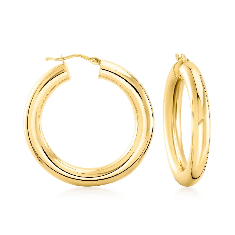 Best hoop earrings with Swarovski crystals for added sparkle and luxury-Ross-Simons Italian 5mm 14kt Yellow Gold Hoop Earrings