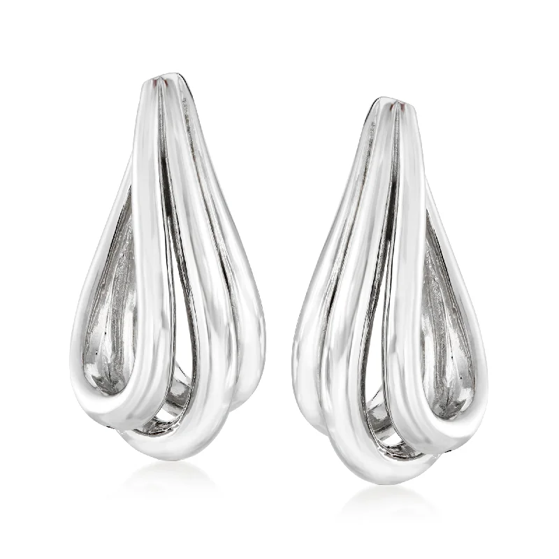 Hoop earrings with enamel stripes for a colorful and eye-catching design-Ross-Simons Italian Sterling Silver Twisted Hoop Earrings