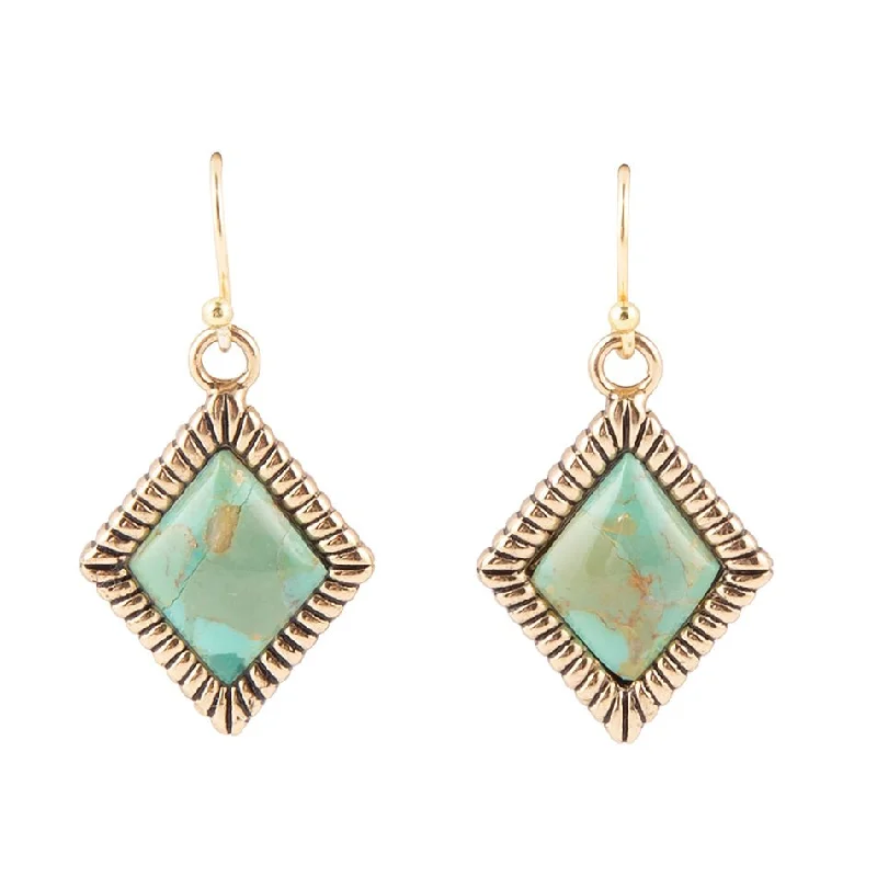 Hoop earrings with a chunky design for a bold and trendy statement-Diamond Days Blue Turquoise and Golden Earrings