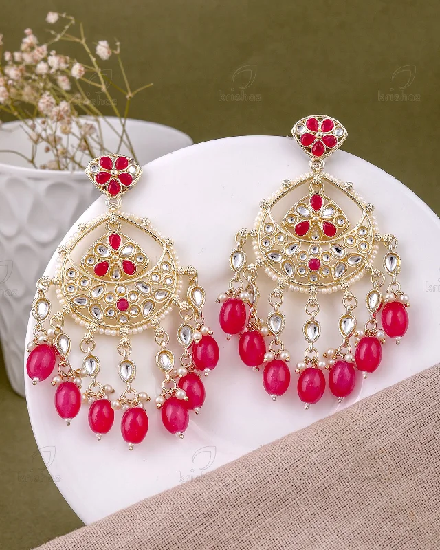 Hoop earrings with dangling charms for a playful and fun look-Sulochana Kundan Danglers-M