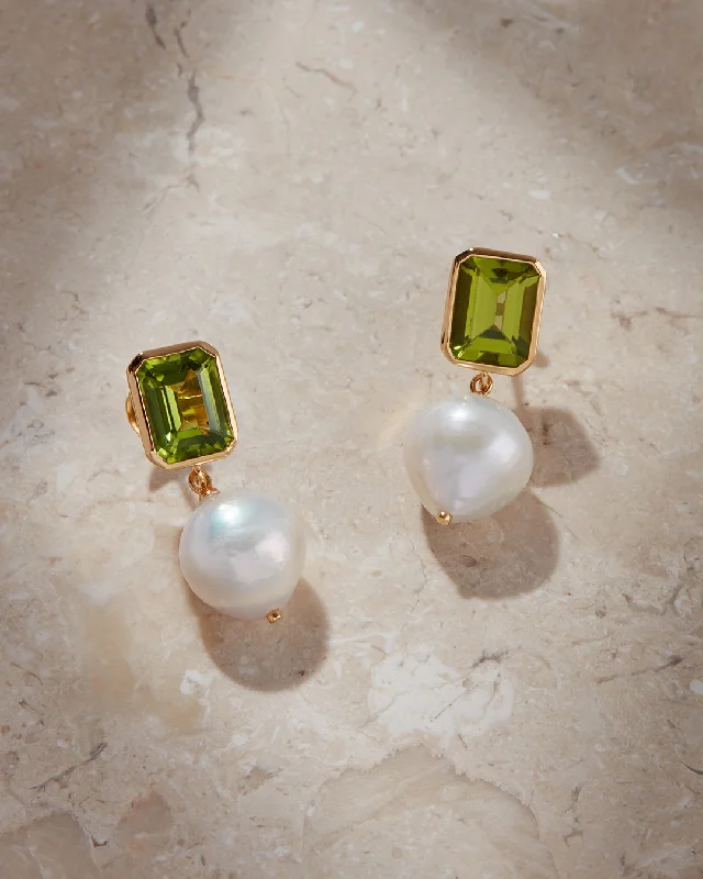 Best hoop earrings with smooth ceramic finishes for a polished, clean style-The Peridot Pearl Studs