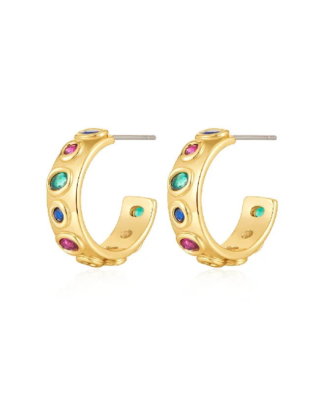 Hoop earrings with hammered textures for a boho-chic and rustic vibe-The Royale Stone Hoops