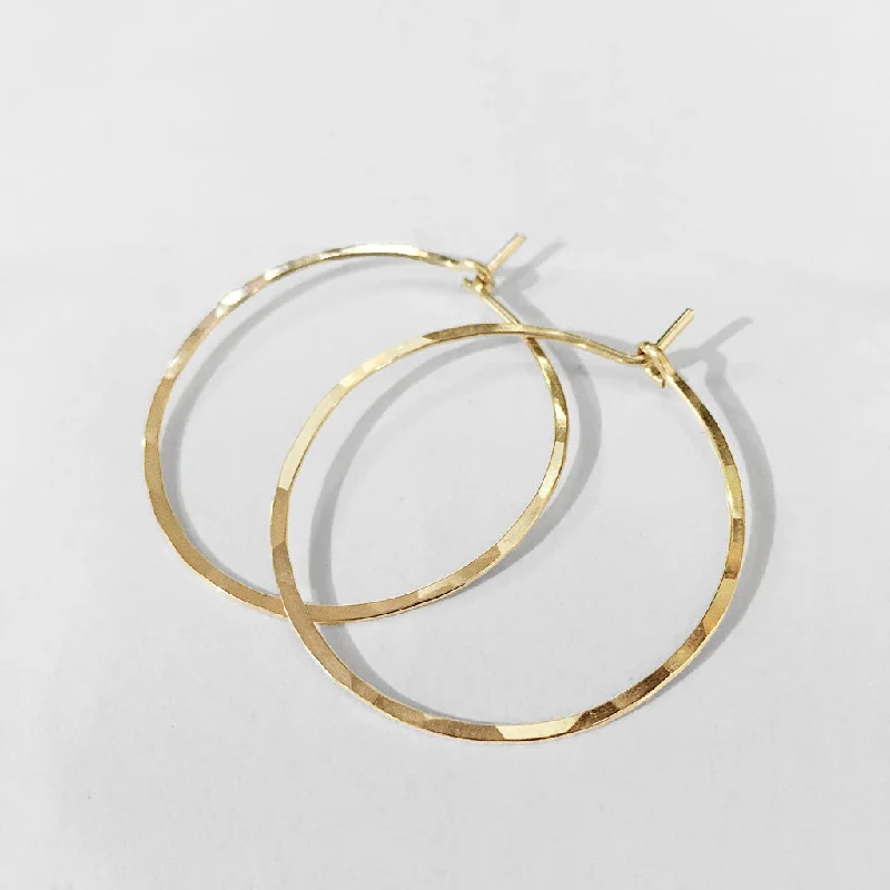 Hoop earrings with polished metal for a shiny and high-quality finish-Thin Hoop Earrings in Solid 14K Gold