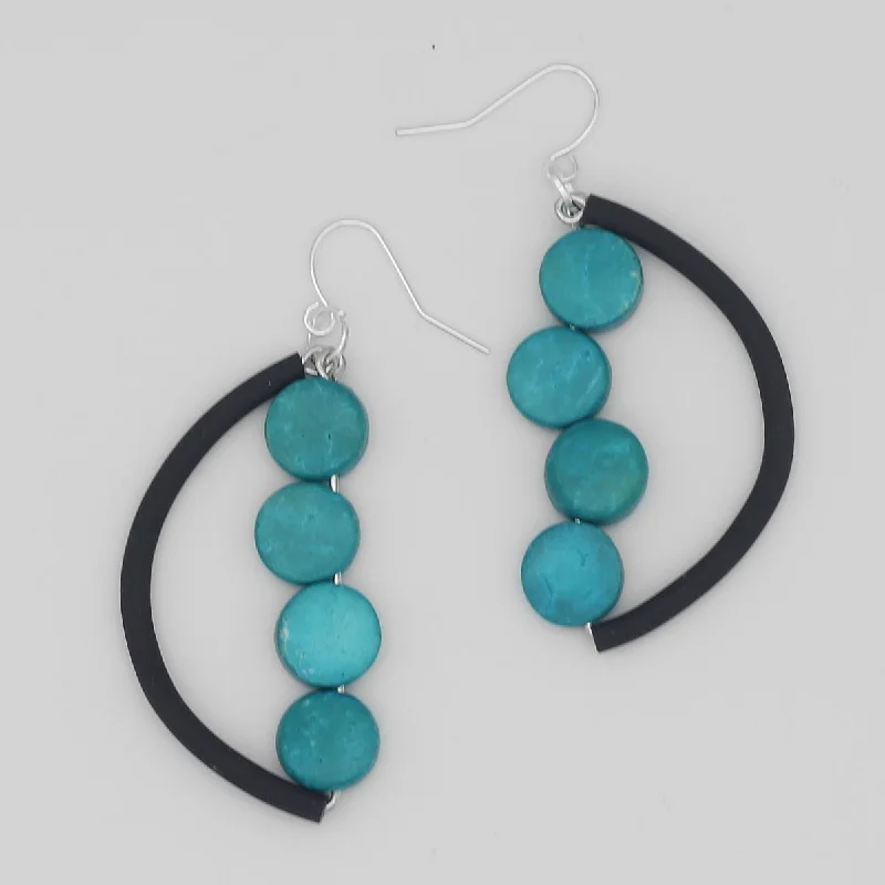 Best hoop earrings with marbled designs for a trendy and artistic effect-Turquoise Half Moon Dangle Earring