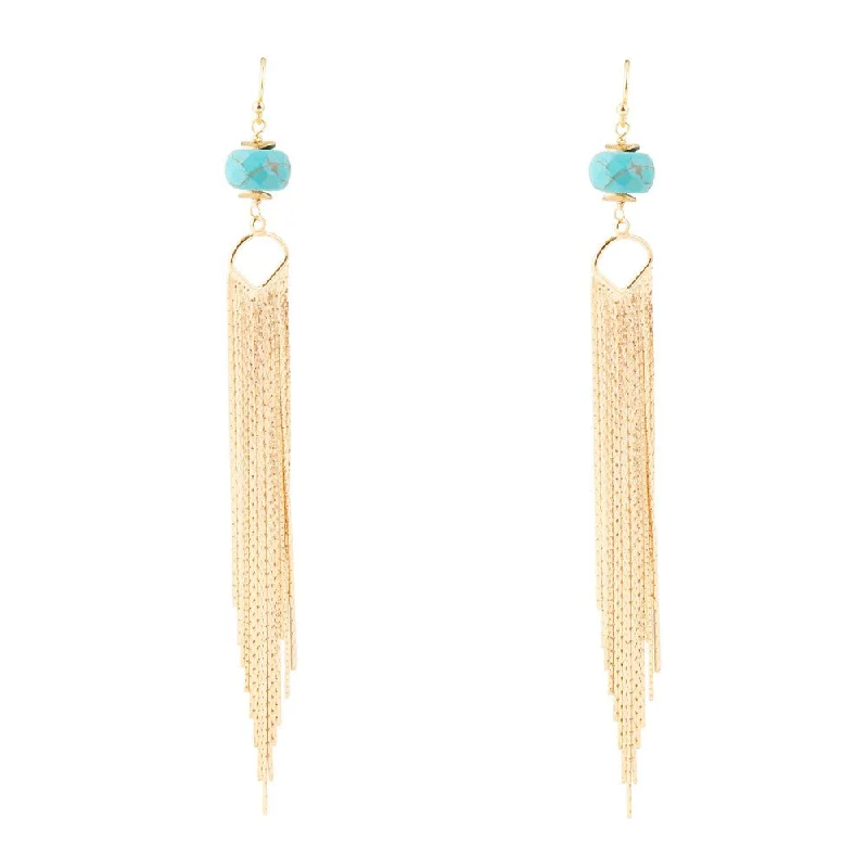 Best hoop earrings with matte finish for a sophisticated, understated design-Turquoise Shimmer Shoulder Duster Earrings