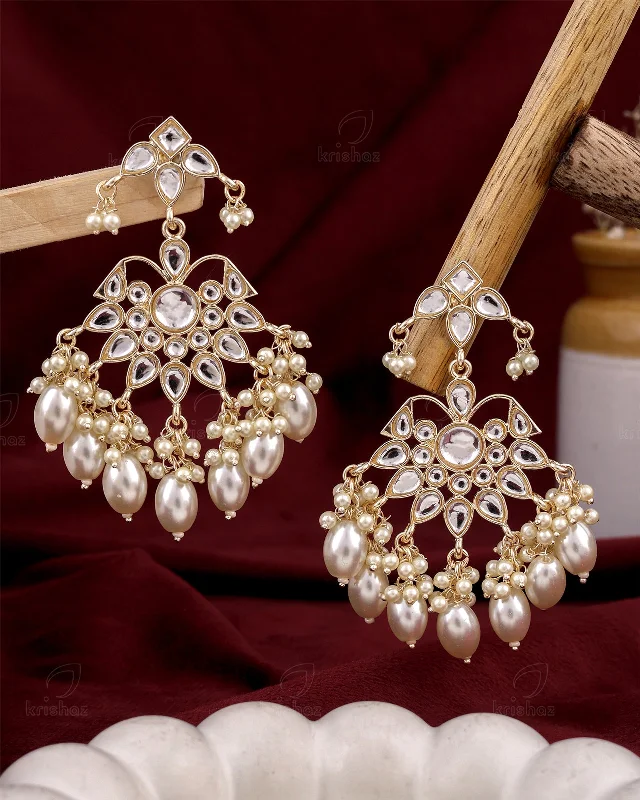 Best hoop earrings with geometric hexagon shapes for a modern, angular look-Veda Kundan Danglers