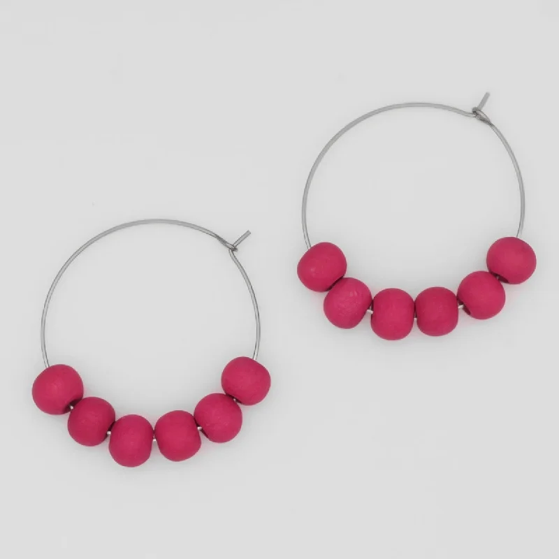 Best hoop earrings with vintage coins for a retro, antique-inspired style-Vibrant Pink Hoop Dangle Earring