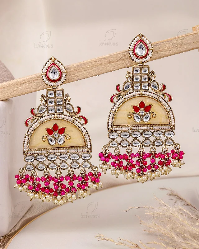 Best hoop earrings with baroque pearls for a luxurious and elegant vibe-Vipula Kundan Danglers-M