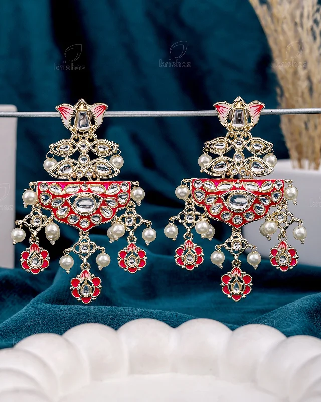 Classic hoop earrings with a thin profile for a sleek and subtle style-Vishita Kundan Danglers-M