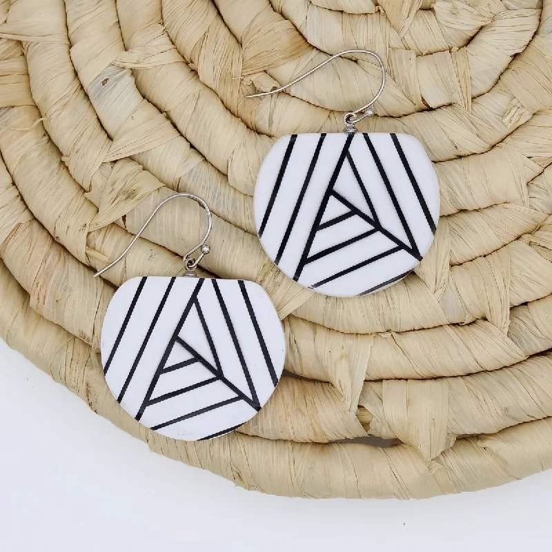 Hoop earrings with braided patterns for a detailed and textured finish-White and Black Palma Earrings