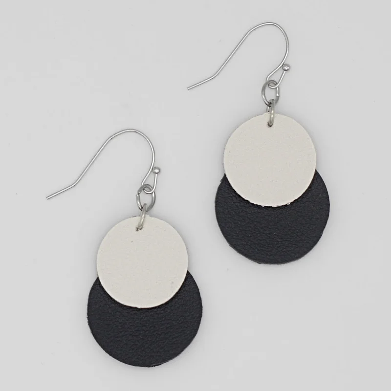 Hoop earrings with tortoiseshell designs for a chic and classic style-White Paris Leather Earrings